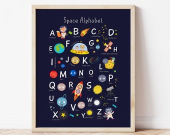 Space Alphabet Poster - Boys Nursery Decor (Digital Download)