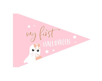 My First Halloween Pink Pennant Flag – Printable Party Decor (Digital Download)