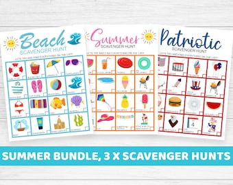 Summer Scavenger Hunts, Kids Holiday Activity Bundle (Digital Download)