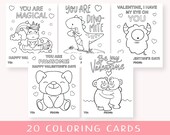 Valentine's Day Coloring Cards, Printable Kids Valentines (Digital Download)