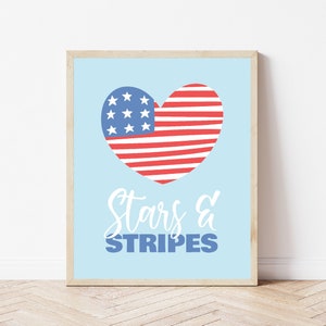 Stars and Stripes print, Fourth of July decor, 4th of July wall art, patriotic printable