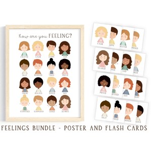 Conjunto de gráficos y tarjetas didácticas de sentimientos, paquete imprimible, tarjetas didácticas de sentimientos, tarjetas didácticas de emociones, póster de emociones, rincón tranquilo