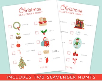 Christmas Scavenger Hunt, Toddler Friendly, Kids Christmas Activity, Party activity, classroom game