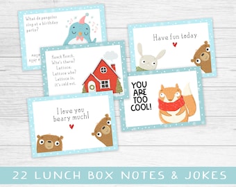 Winter Lunch Box Notes for Kids, Jokes, Back to School (Instant Download)