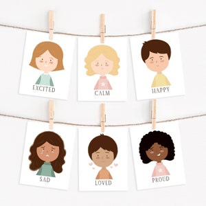 Flashcards d'émotions, cartes flash de sentiments imprimables, Montessori, décor pour salle de classe, salle de jeux ou école à la maison, coin calme