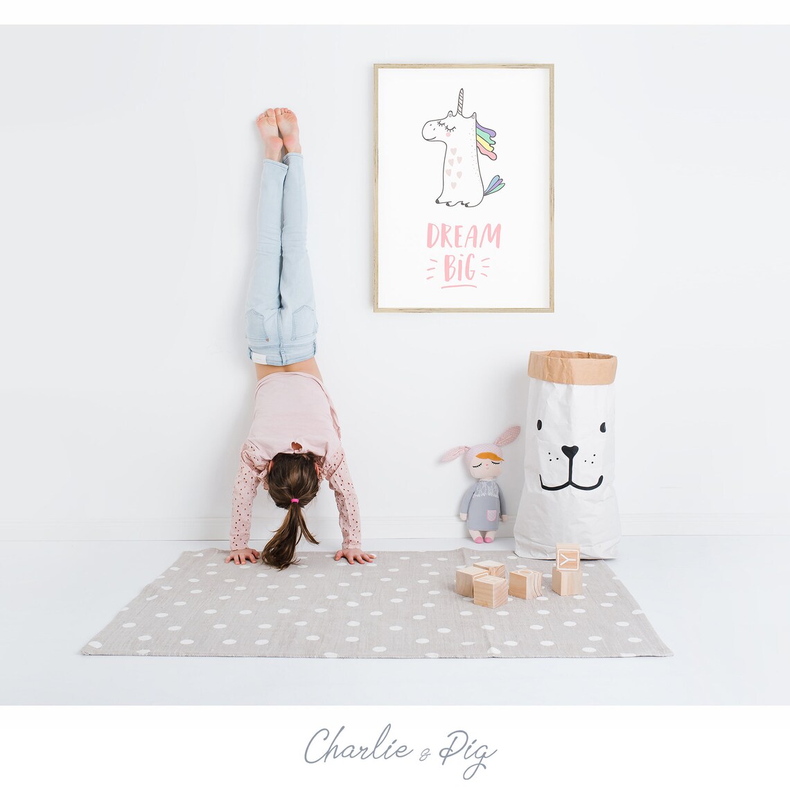 Dream Big Printable Instant Download Cute Unicorn Wall - Etsy