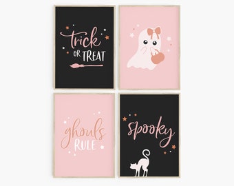 Rosa Halloween Kunst - Gruseliges Kinder Dekor Set (Digitaler Download)