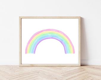 Landscape Pastel Rainbow Print, girls room printable, rainbow baby, nursery decor