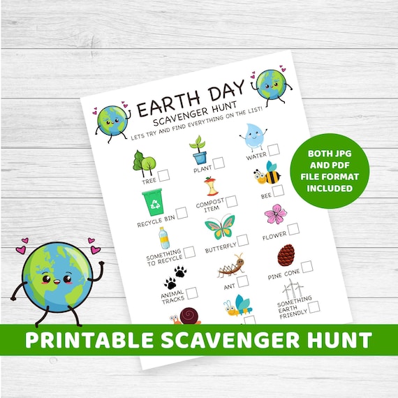 Earth Day Scavenger Hunt Printable Instant Download Earth