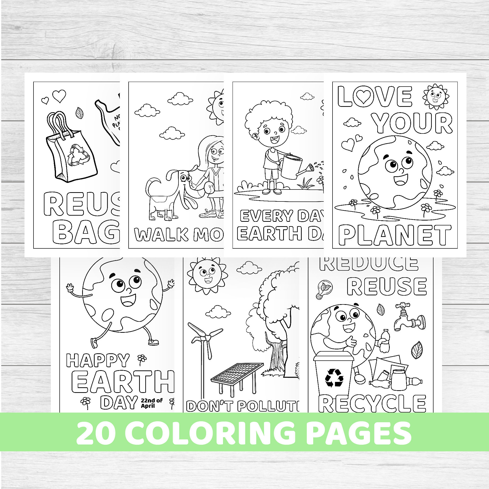Earth Day Coloring Pages Printable Instant Download Kids   Etsy ...