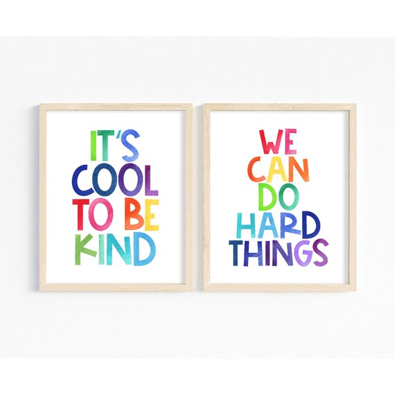 Rainbow Motivational Prints, Kids Classroom Decor (Digital Download)