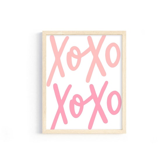 X and O print- pink Valentine's Day print, Valentine printable, Galentines decor, girls room decor