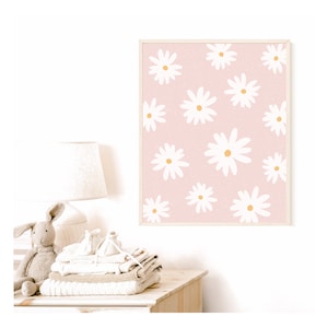 Daisy printable, Nursery wall art, girls boho print, baby girl nursery decor, dusty pink, baby shower gift, girls bedroom
