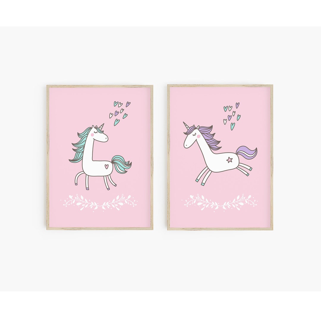 Cute Unicorn Printable Set - Instant Download, Unicorn Wall Art, Girls ...
