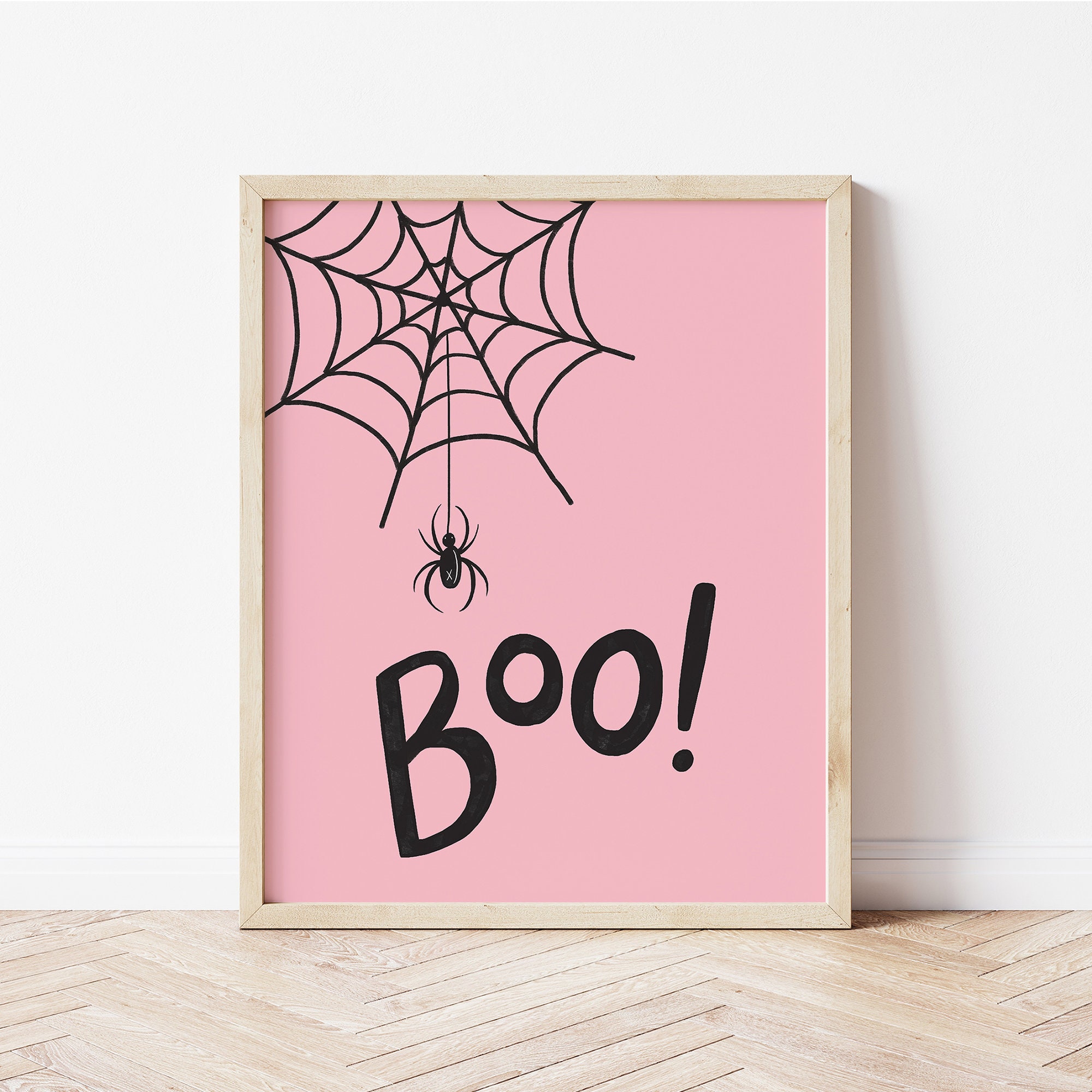Pink Halloween Wall Art Set – Cute Ghost, Spider (digital Download) - Etsy