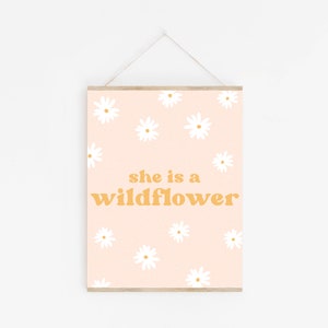 She is a Wildflower Print, Retro Girls Printable, Baby Girl Nursery ...