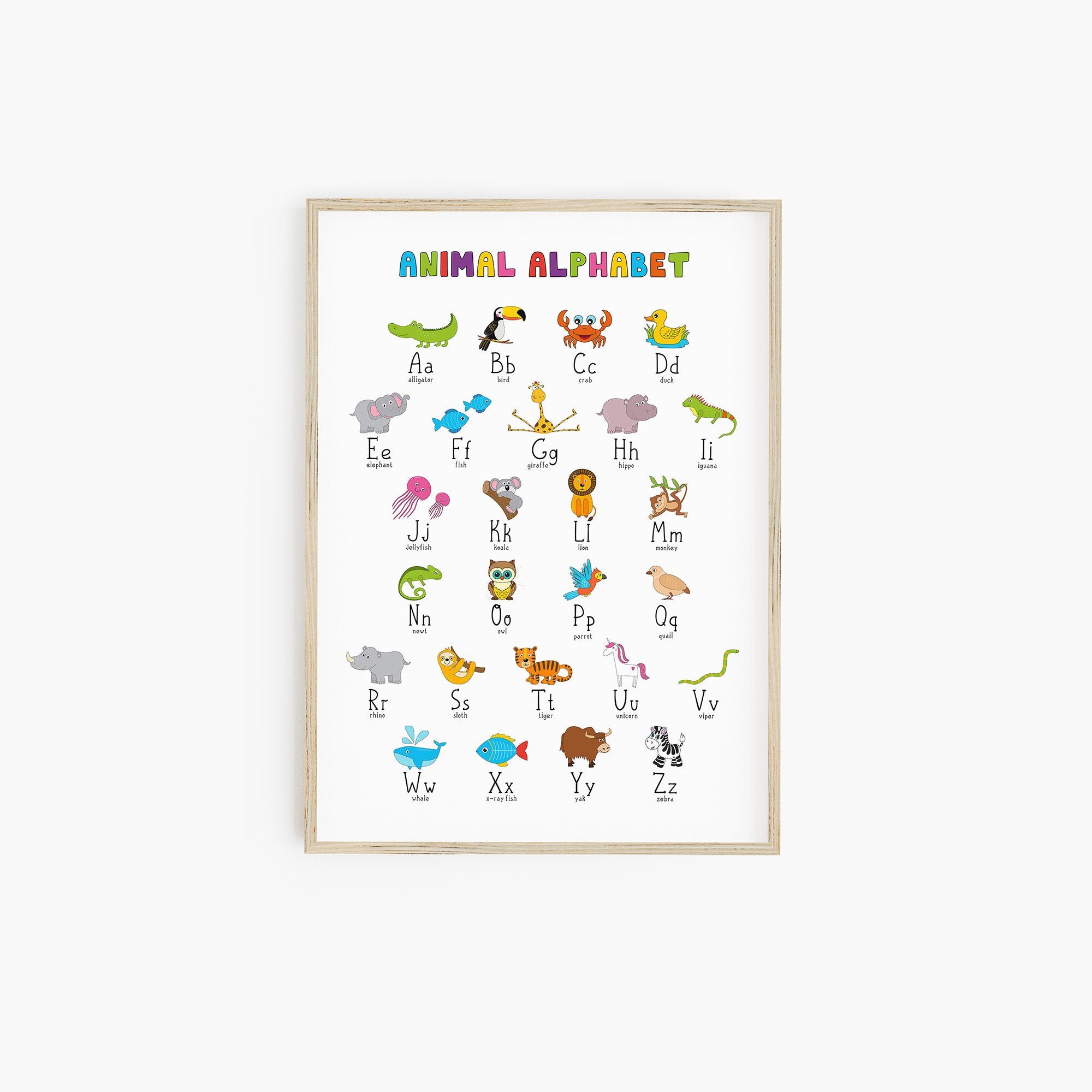 Animal Alphabet Printable colourful alphabet print ABC | Etsy