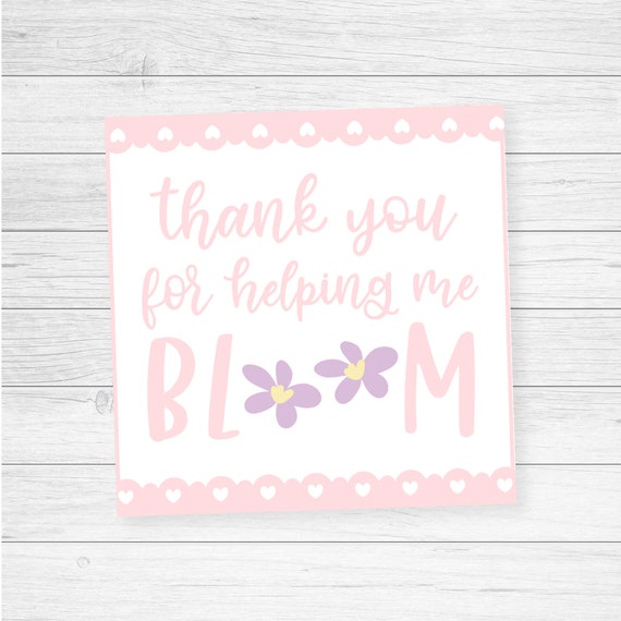 thank you teacher for helping me bloom, stickers / badge school classroom  228