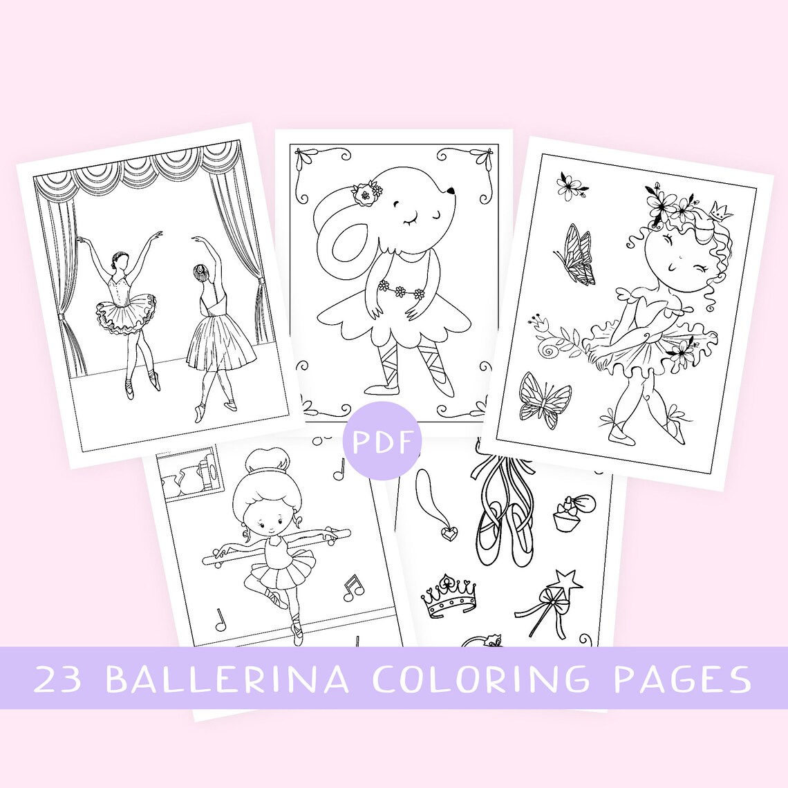 Ballerina Coloring Pages Ballet Coloring Book Girls Birthday - Etsy