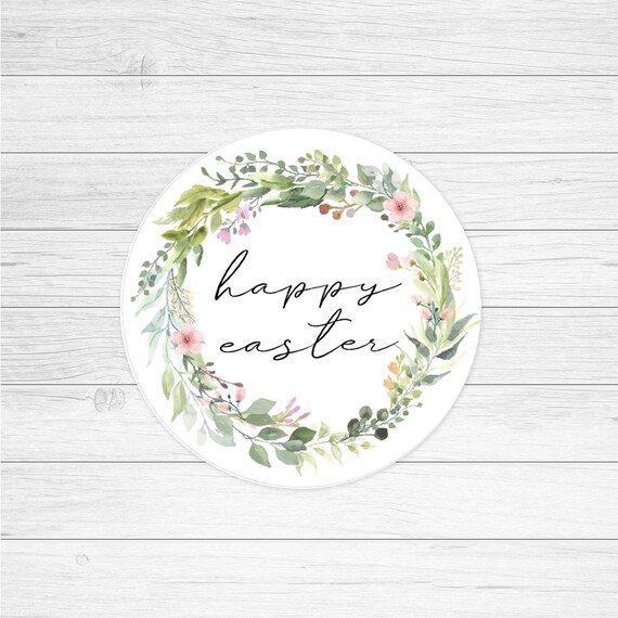 Floral Happy Easter Tag, Printable Cookie Tag (Digital Download)
