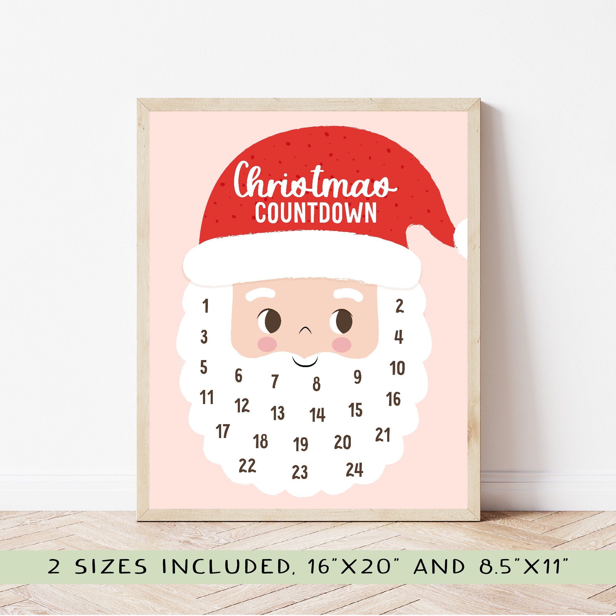 Countdown to Christmas Printable, Santa's Beard Advent Calendar, Days Until Christmas, Kids Activity, Boho Decor - Etsy Countdown to christmas printable, santa's beard advent calendar, days until christmas, kids activity, boho decor - etsy