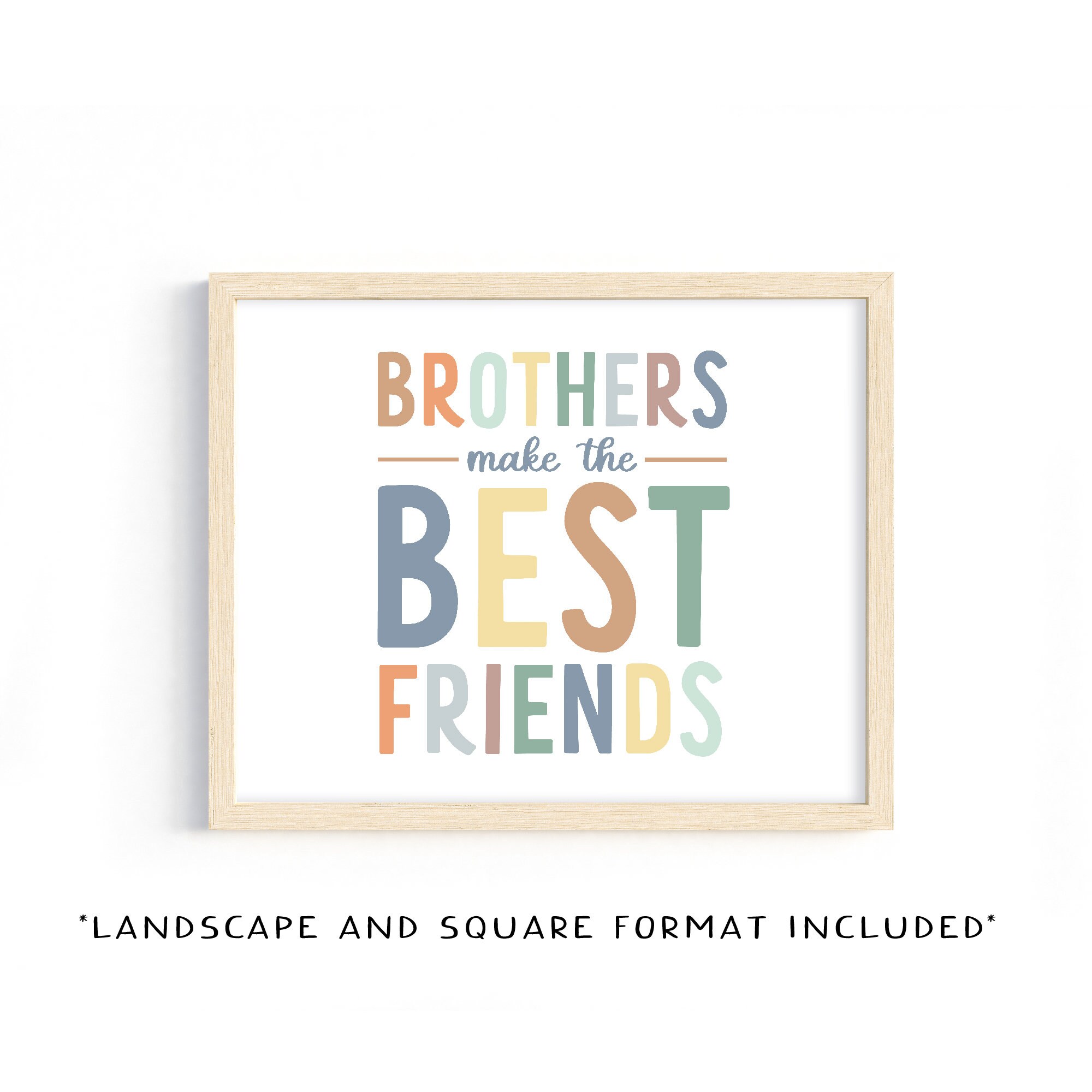 Brothers Make the Best Friends Landscape Print, Horizontal Boys Poster ...