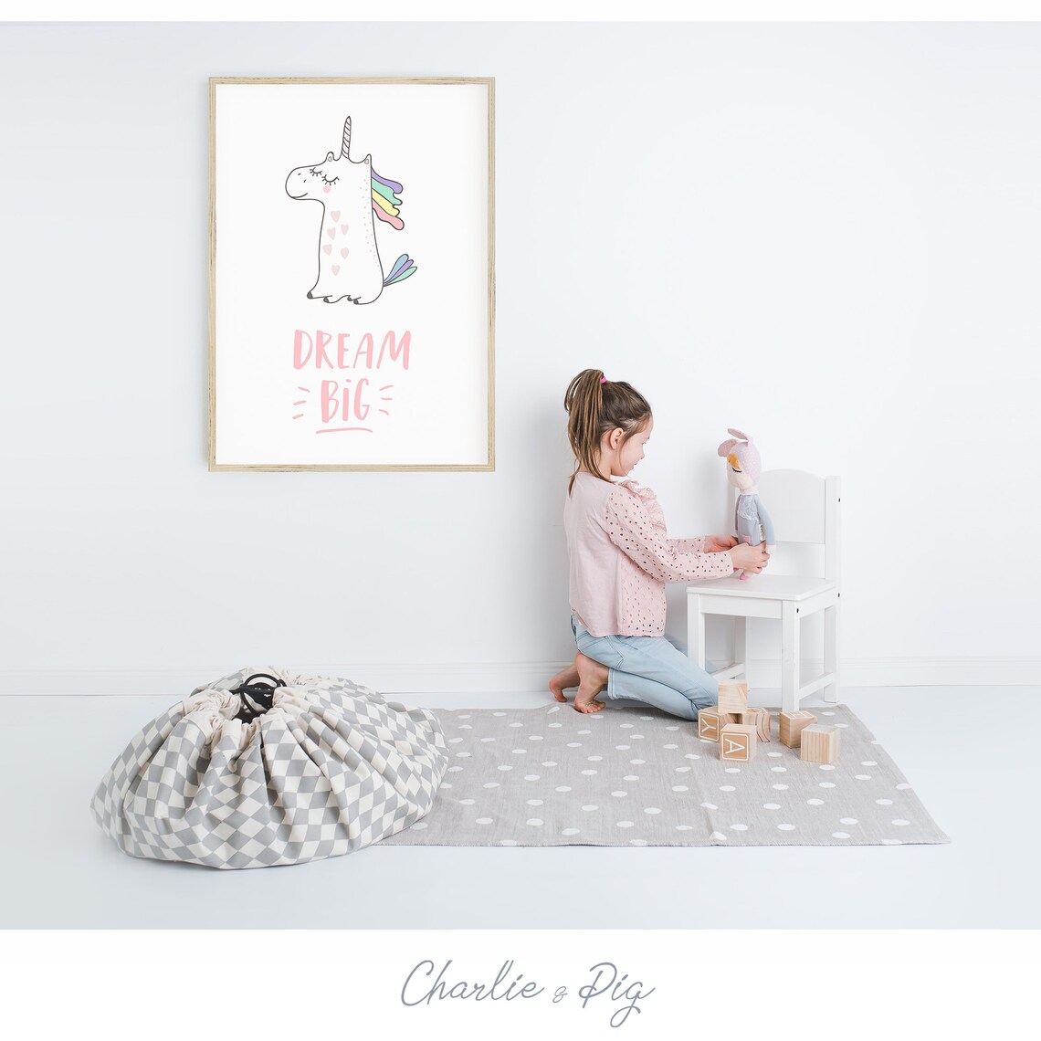 Dream Big Printable Instant Download Cute Unicorn Wall - Etsy