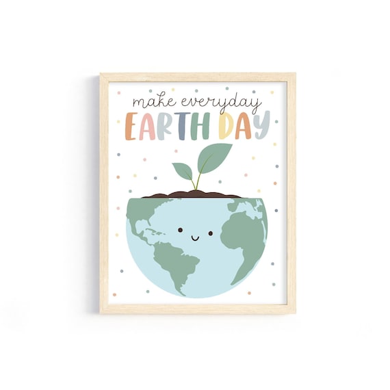 Kids Earth Day printable, make everyday Earth Day poster, boho classroom decor, school bulletin board decor