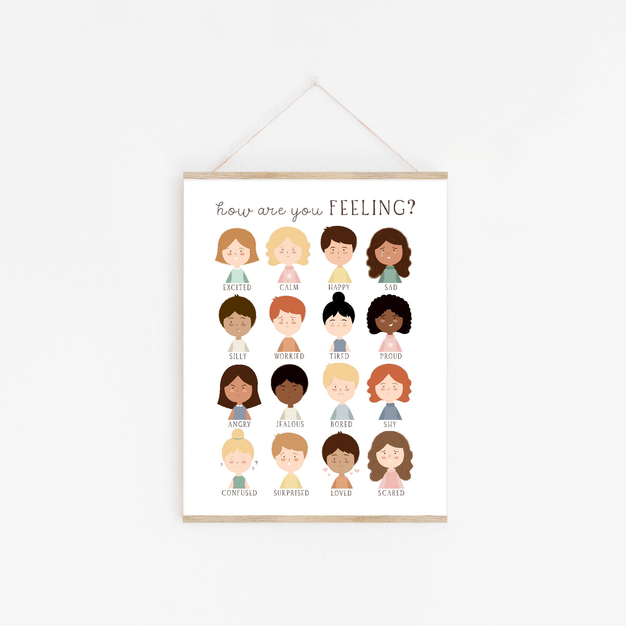 Feelings Chart Emotions print printable wall art Montessori | Etsy