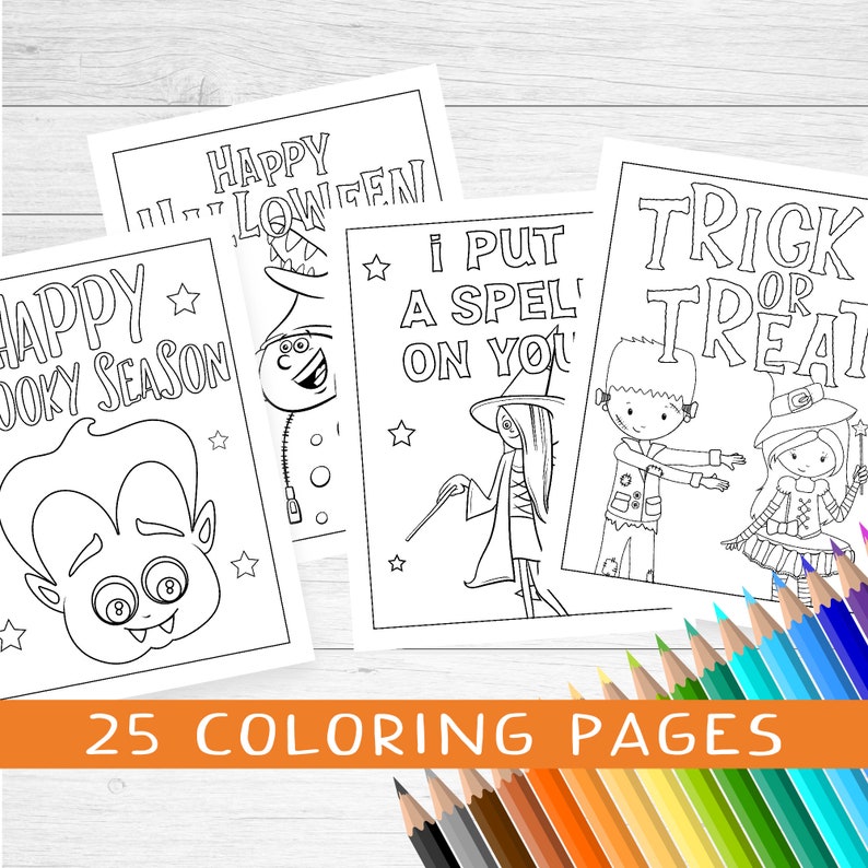 Halloween kleurplaten, klasactiviteit voor kinderen (digitale download) afbeelding 5