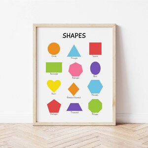 Shapes Educational Print - playroom printable, instant download, educational poster, preschool poster, classroom printable, learn shapes