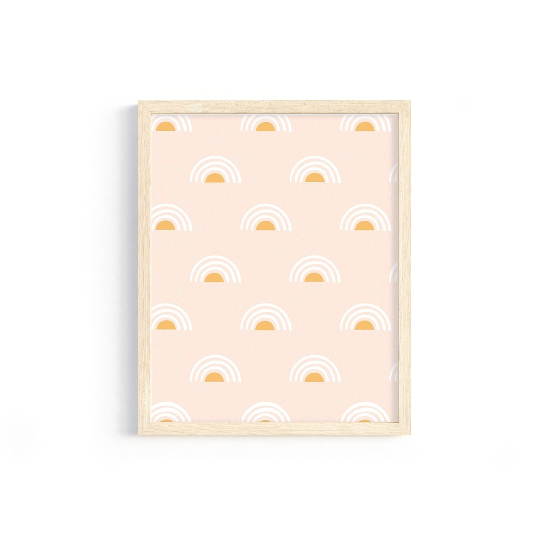 Boho Nursery Art, Rainbow Print, Baby Girl Nursery Wall Art, Peach ...