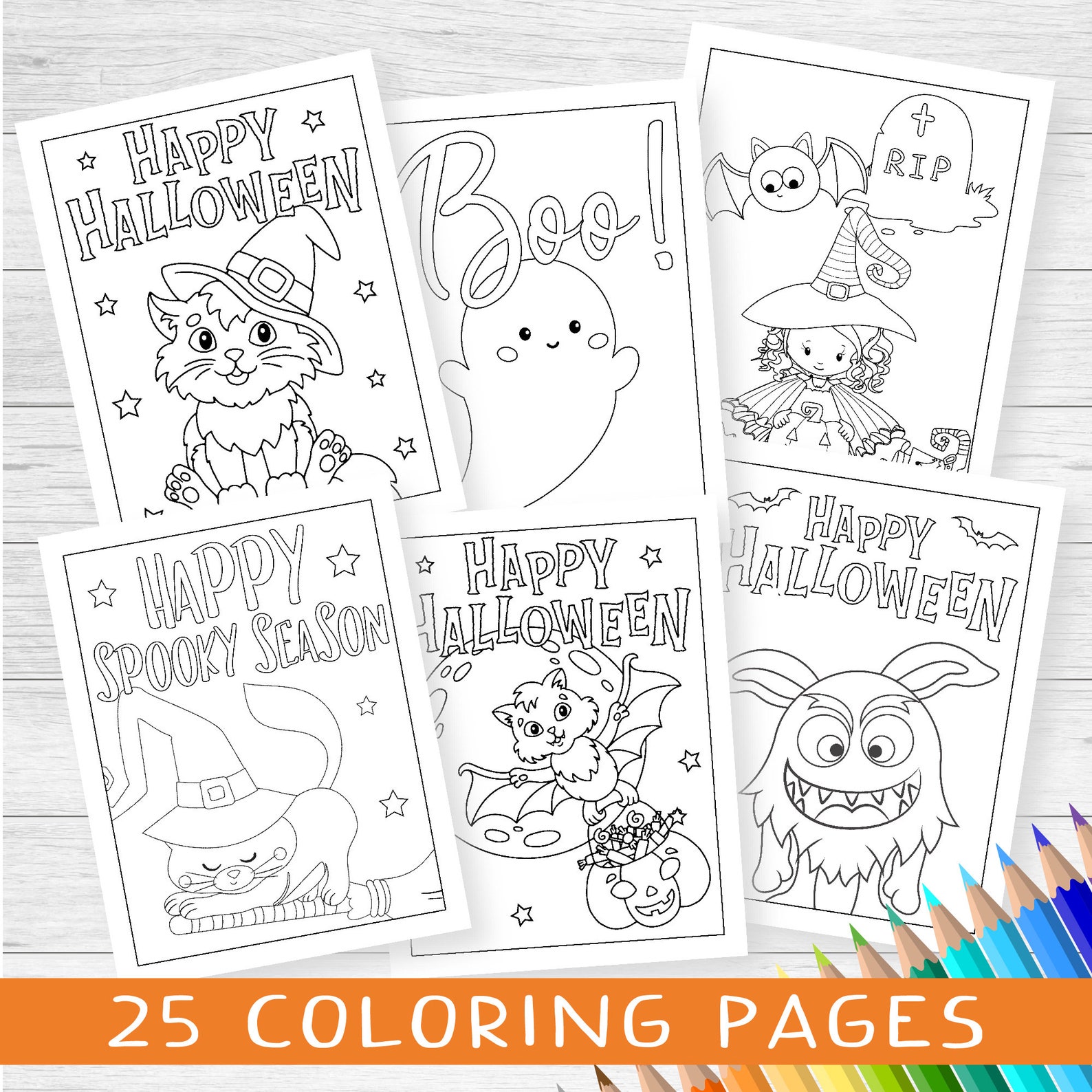 Halloween Coloring Pages Kids Activity Classroom Halloween - Etsy Canada