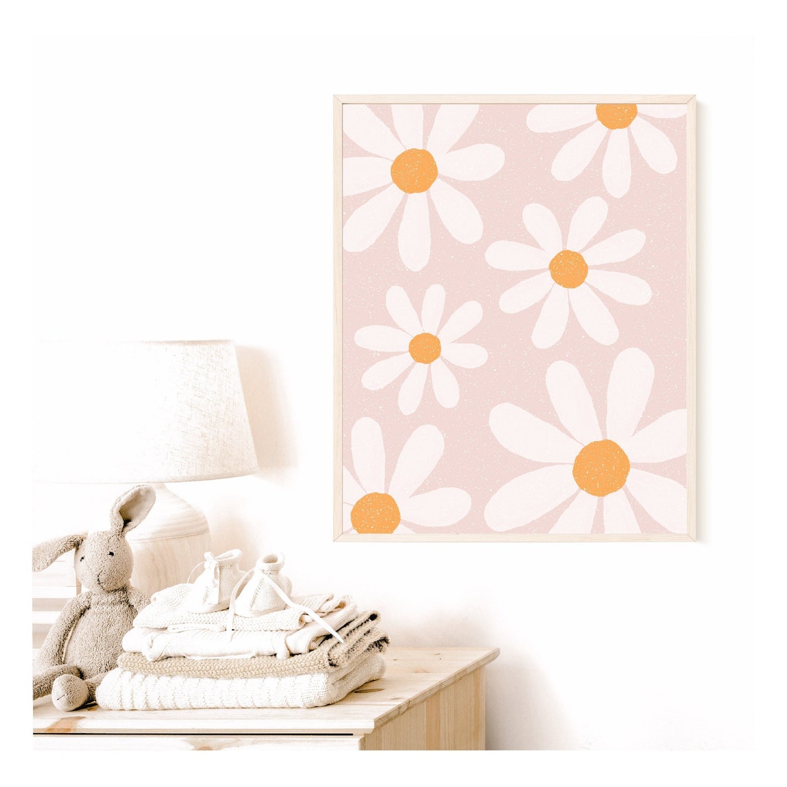 Nursery Printable Wall Art Set of 2, Daisy Wall Art, Girls Boho Prints ...