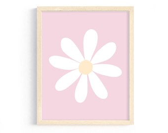 Art mural marguerite mignon, décoration pastel pour filles, cadeau de chambre d'enfant pour bébé