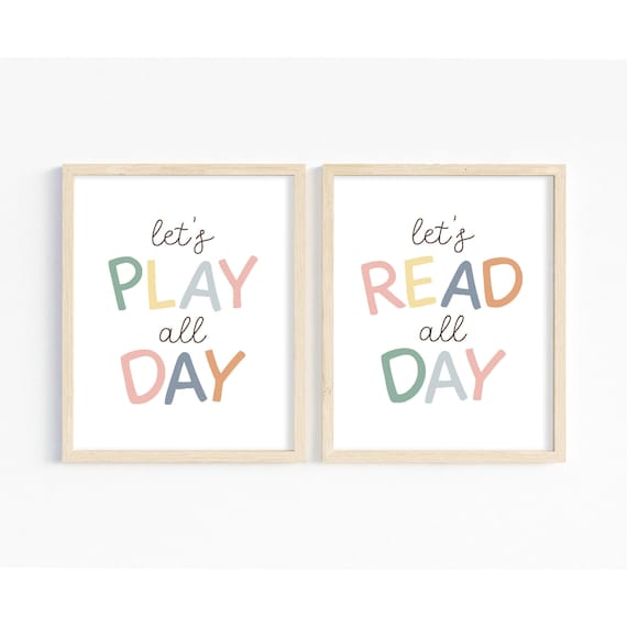 Playroom Wall Art Set, Muted Rainbow Prints (Digital Download)