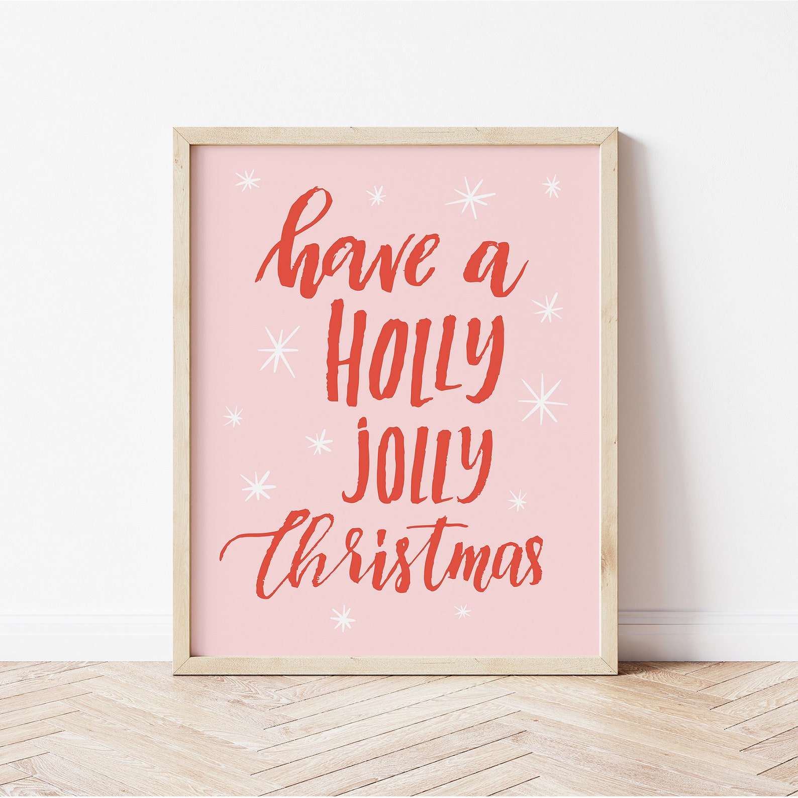 Modern Christmas Wall Art Christmas Printable Pink Christmas Etsy