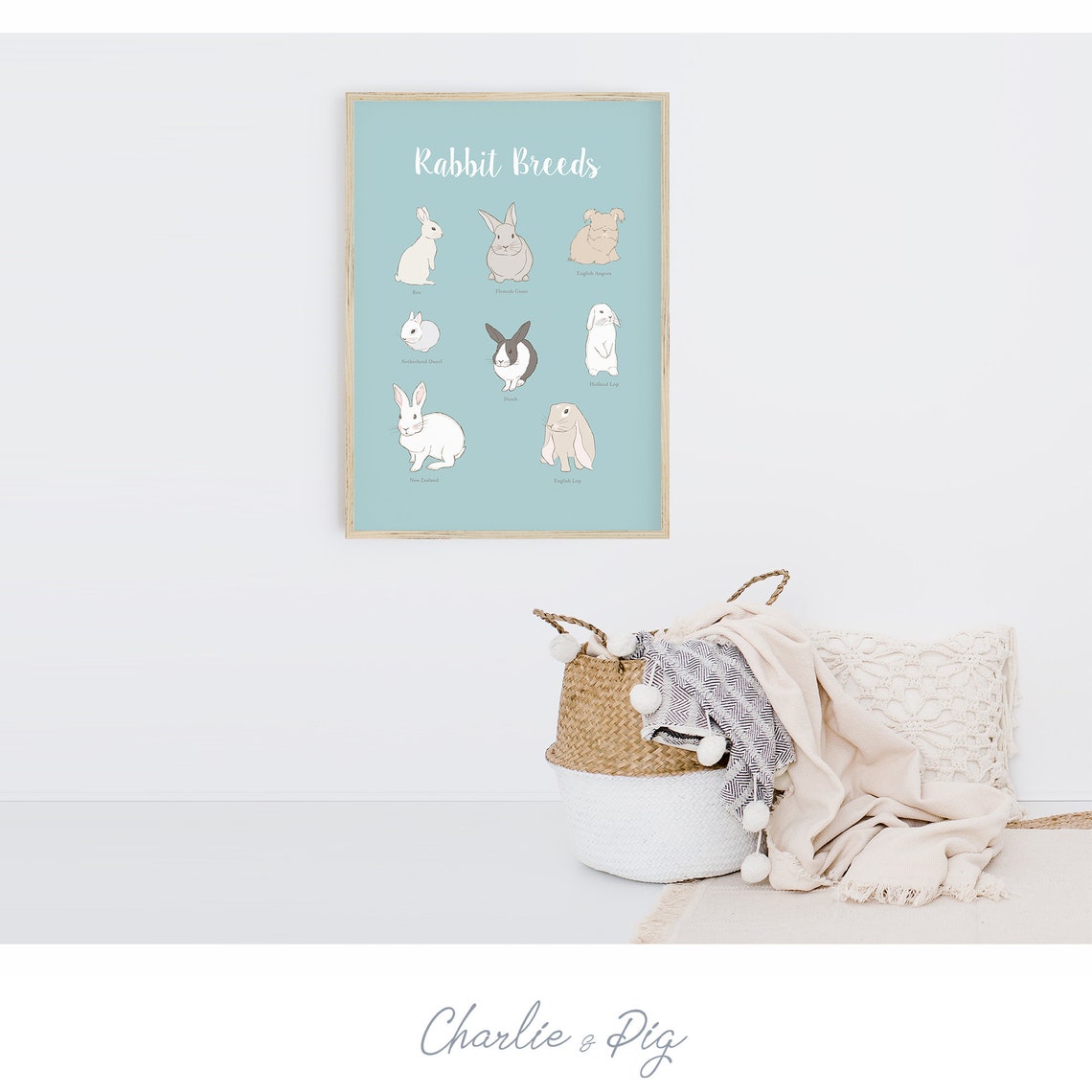 Rabbit Poster Instant Download Printable Wall Decor Child Etsy