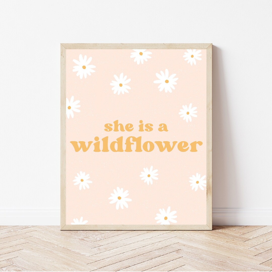 She is a Wildflower Print, Retro Girls Printable, Baby Girl Nursery ...