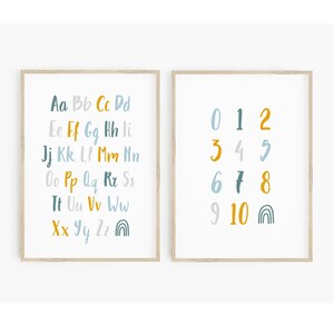Boys alphabet printable wall art set - instant download, alphabet uppercase and lowercase letters, alphabet printable set, boho room decor