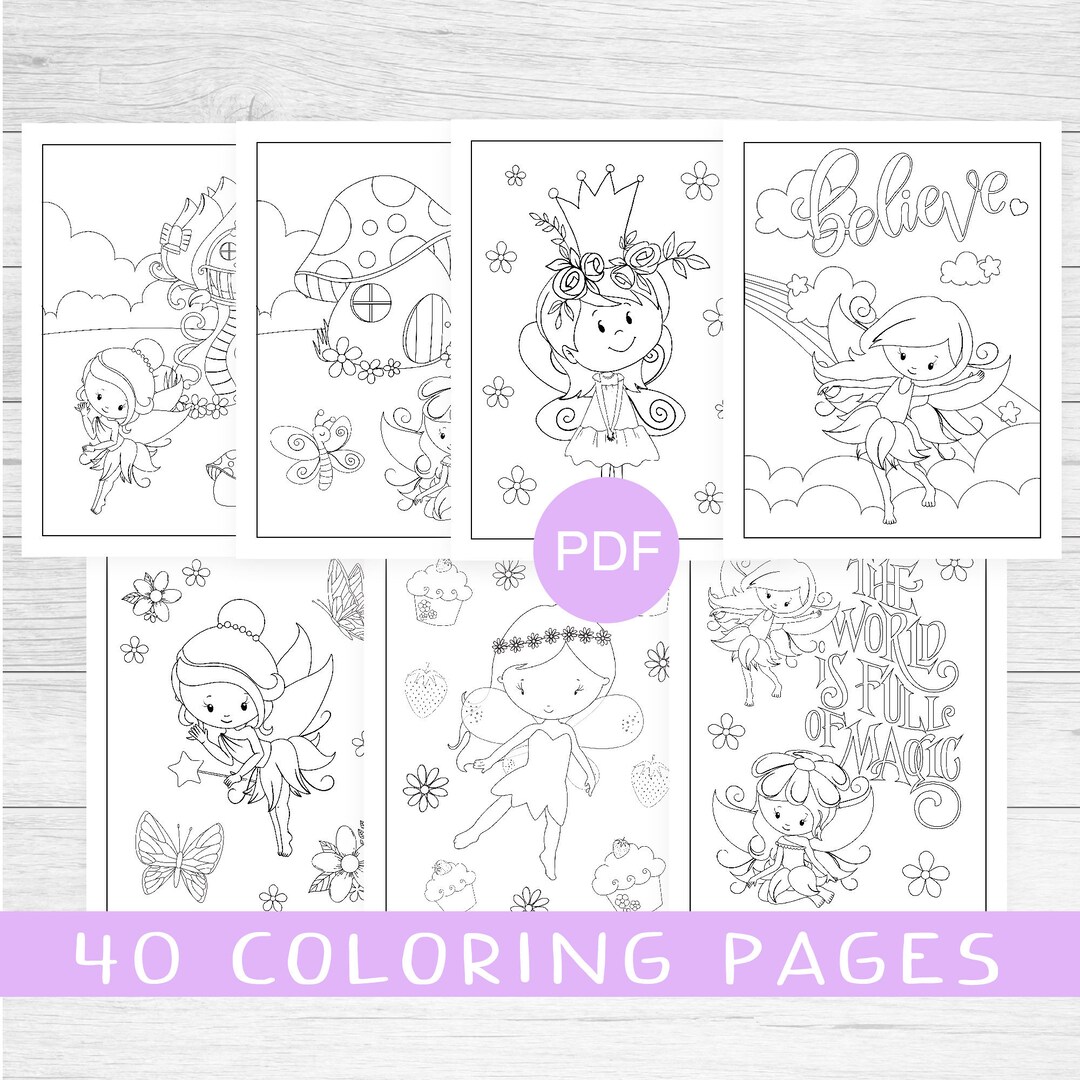 Fairy Coloring Sheets - Etsy