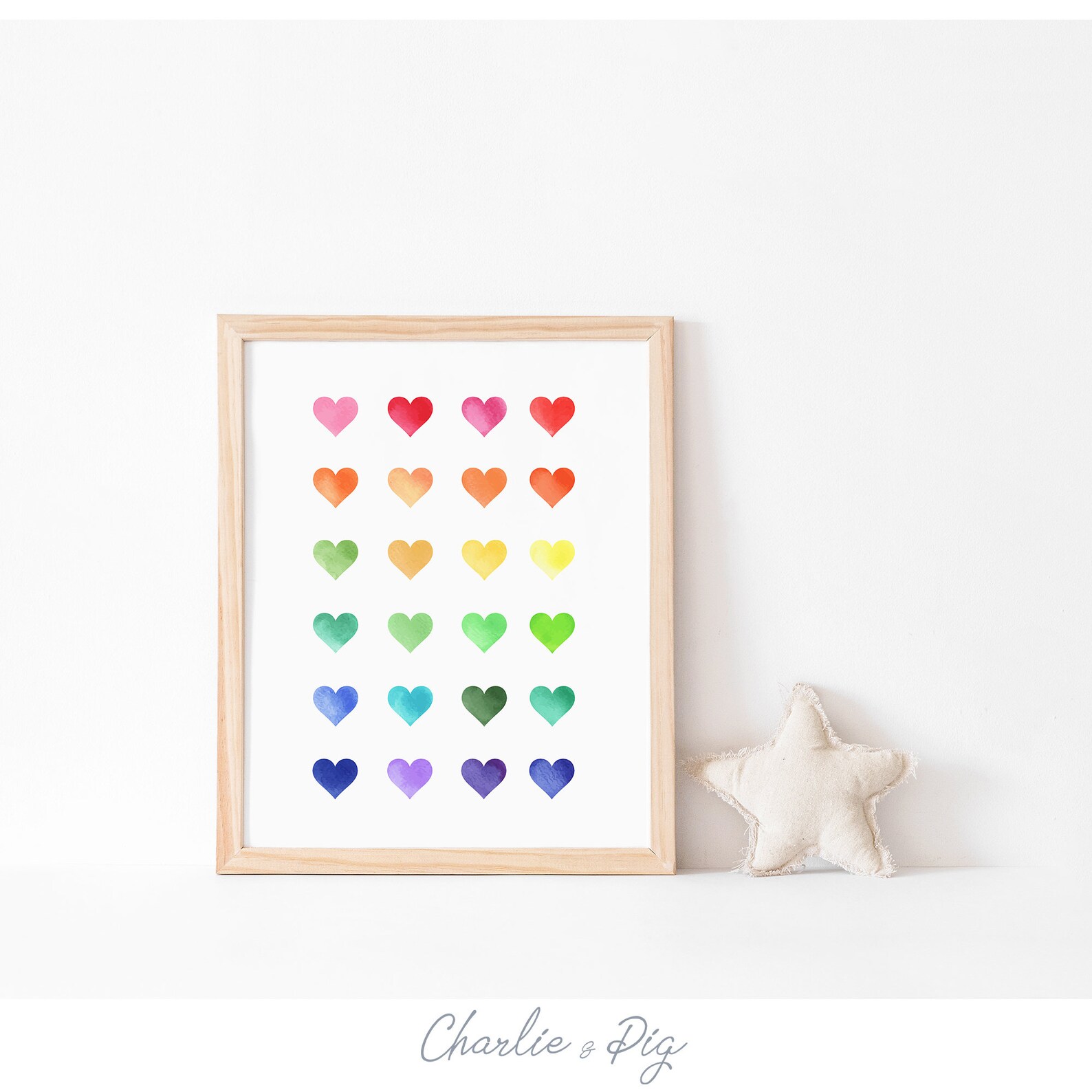Rainbow Hearts Print Watercolor Rainbow Hearts Print - Etsy
