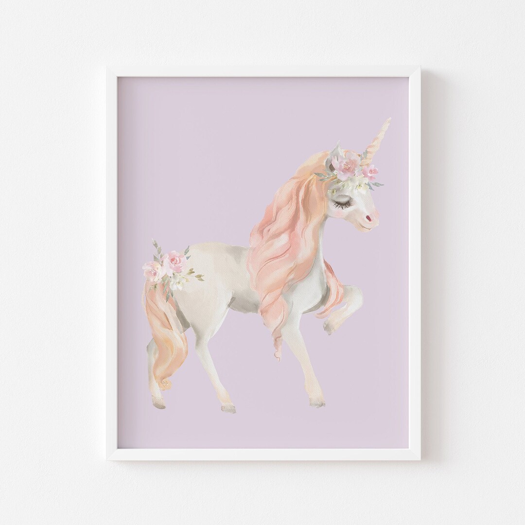 Purple Unicorn Wall Art Unicorn Printable Girls Room Decor Etsy