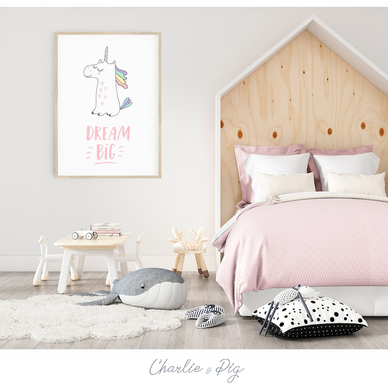 Dream Big Printable Instant Download Cute Unicorn Wall - Etsy