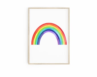 Rainbow Print - instant download, rainbow watercolor wall decor, nursery rainbow decor, playroom wall art, school print, classroom decor