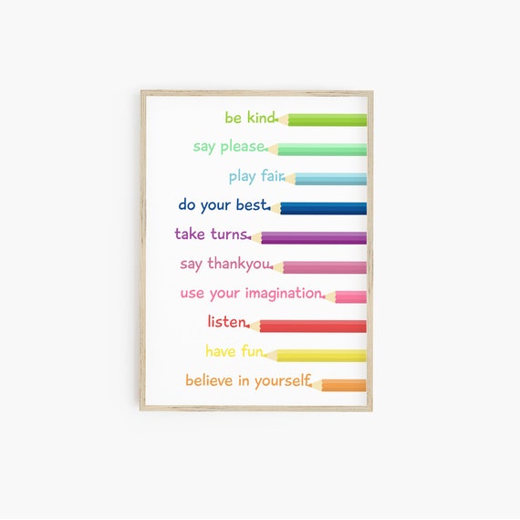 Rainbow Playroom Rules Poster – Classroom Printable (Digital Download)