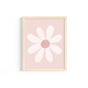 Pink Daisy wall art, girls boho print, baby girl nursery decor, nursery printable, gift for baby, baby shower gift, girls bedroom decor