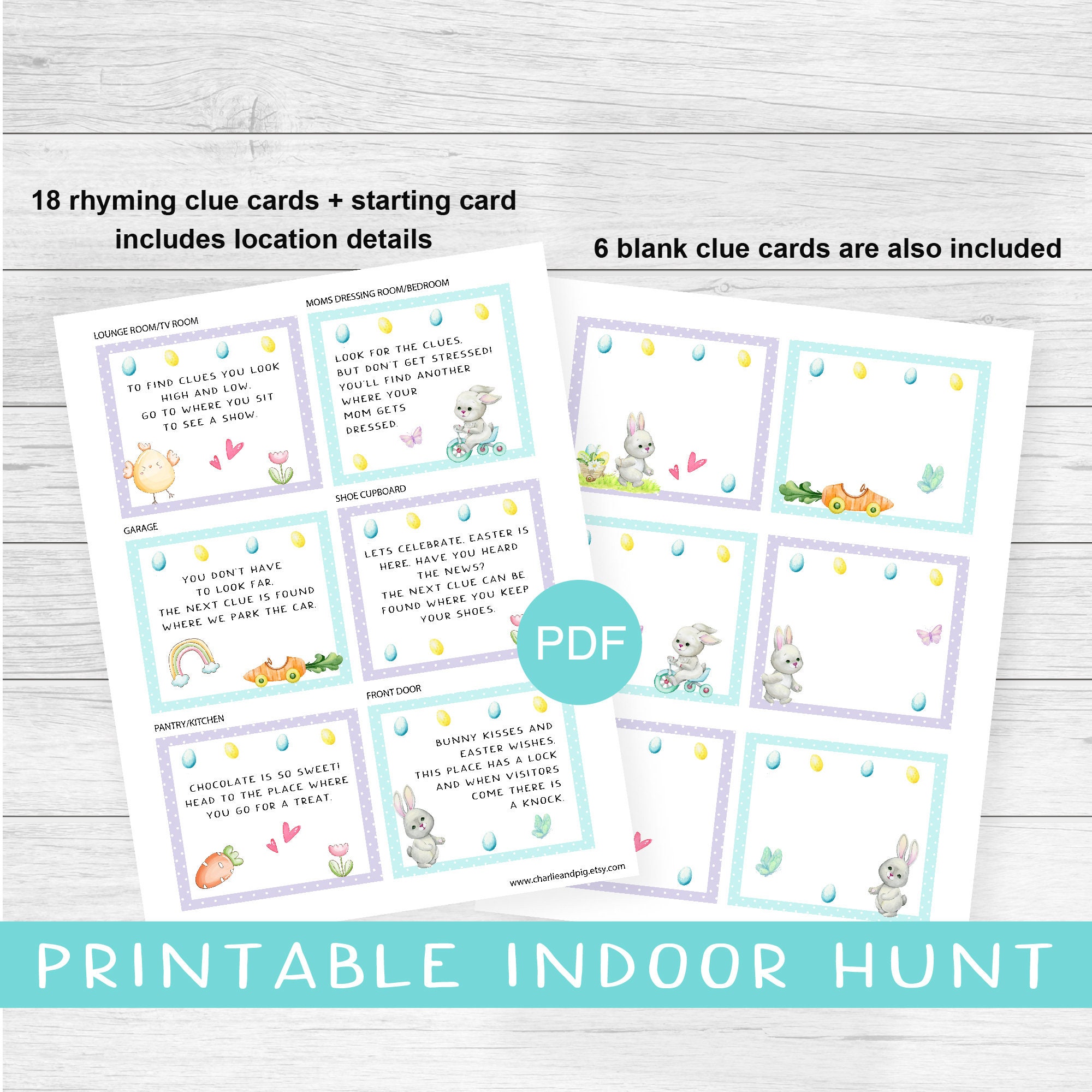 Easter Scavenger Hunt, Rhyming Clues, Kids Easter Game (digital ...
