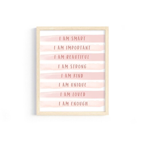 Kids Positive Affirmation Print, Dusty Pink Watercolor (Digital Download)