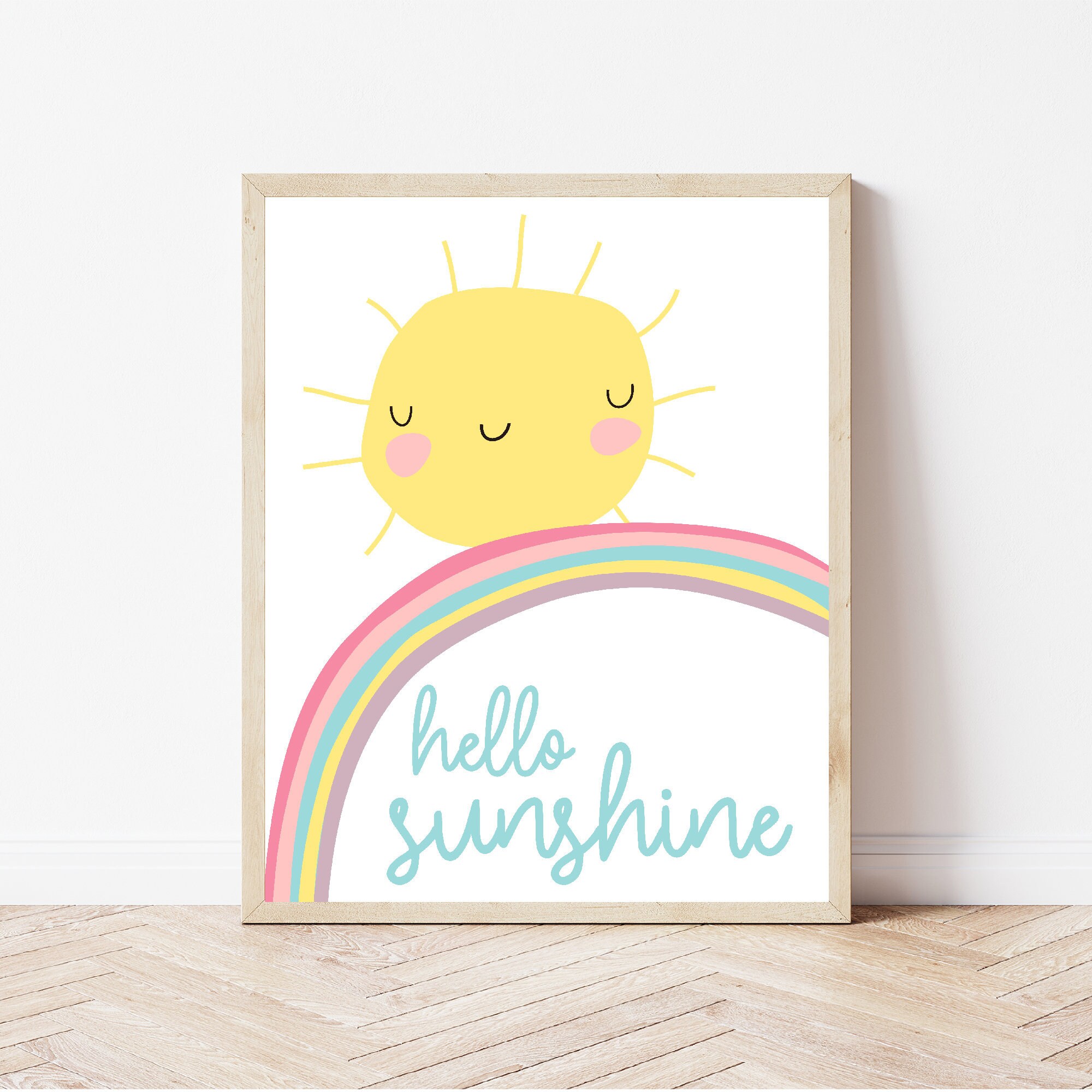 Hello sunshine wall art summer printable girls bedroom Etsy